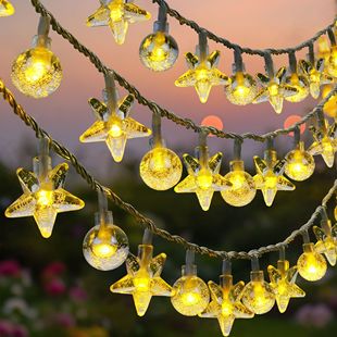 太阳能户外装饰灯星星灯摆摊夜市布置阳台露台灯带户外防水氛围灯