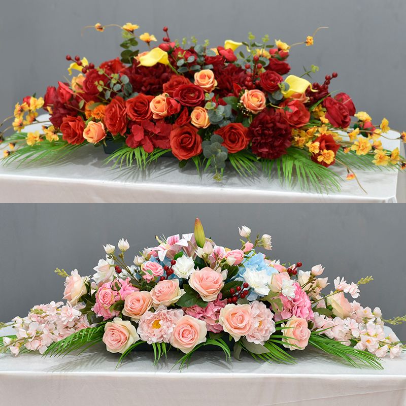 商务绢花会议室长桌花商场摆花桌面区签到装饰假花演讲台花仿真花