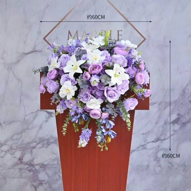 讲台花开业典礼主席台酒店迎宾桌花会议桌摆花