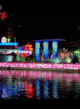 江南景点旅游宣传道具凤凰灯饰凤凰彩船夜游彩船布艺水景灯