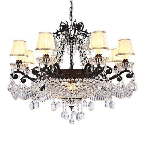 美式水晶灯欧式客厅灯简欧创意铁艺餐厅卧室吊灯奢华大气别墅灯具