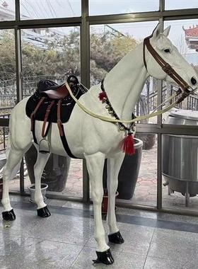 玻璃钢仿真生肖马雕塑落地摆件大型白马黑马模型户外园林景观装饰