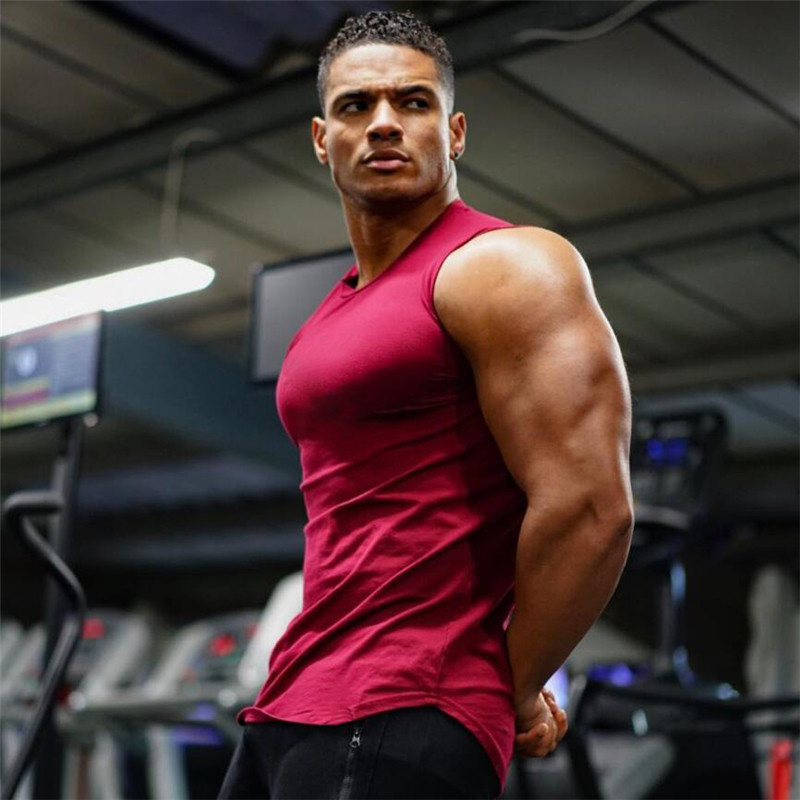 夏季弹力坎肩纯色肌肉男士吸湿排汗透气瑜伽健美健身衣运动背心男
