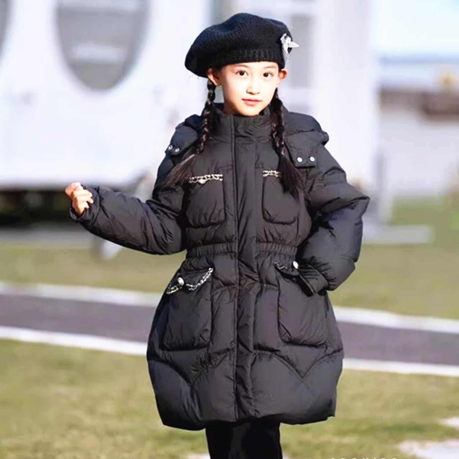 商场同款abckids童装中长款2025冬季新款儿童小香风女童羽绒服潮