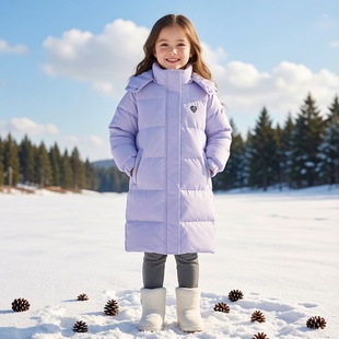 商场同款Abckids童装2025冬季新款女童中长款加厚保暖羽绒服外套