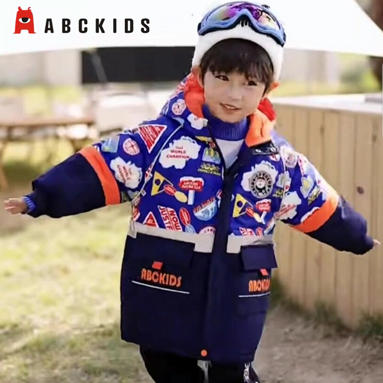 商场同款abckids童装冬季男童加厚中长款保暖羽绒服F252209105