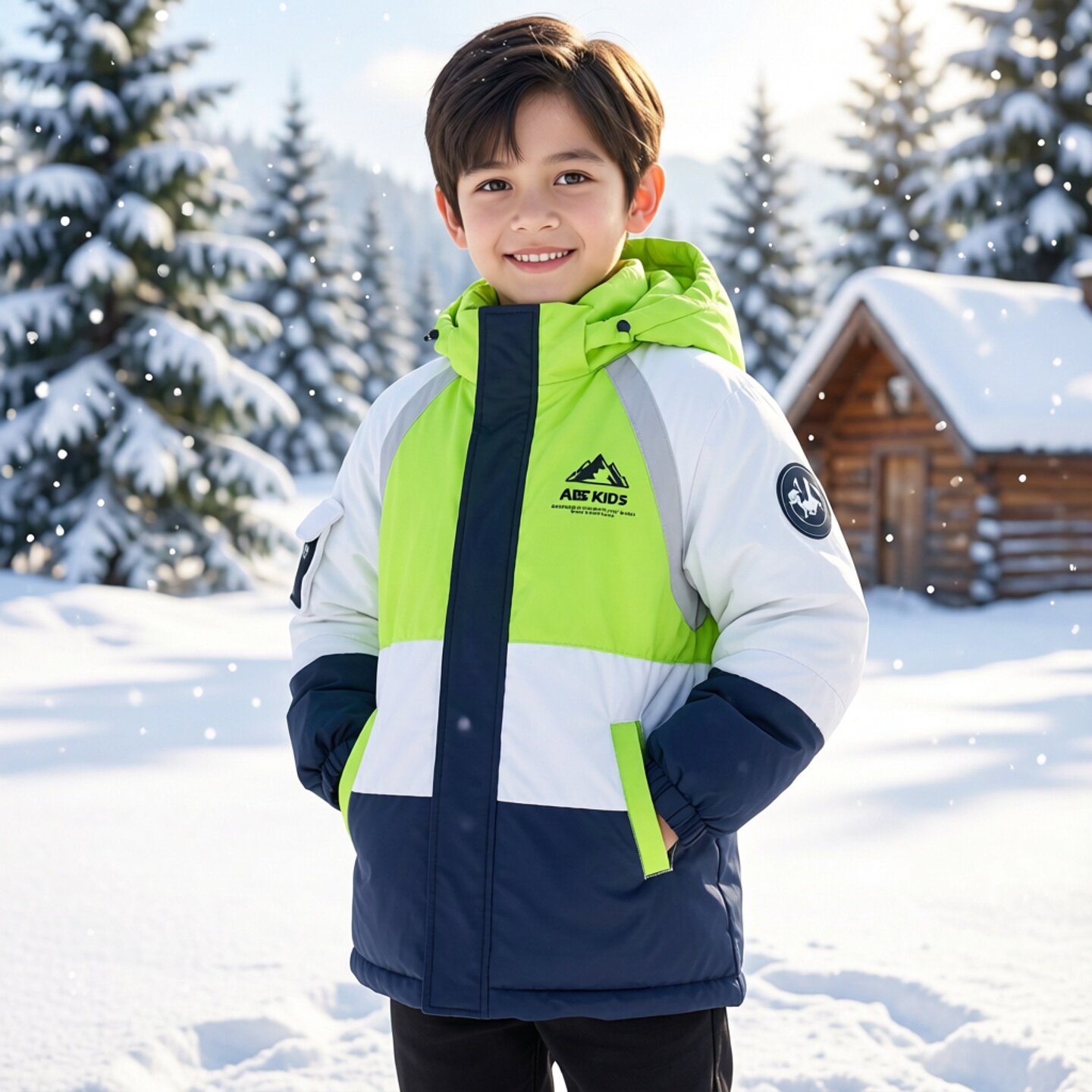 商场同款abckids童装冬季男童加厚保暖时尚洋气羽绒服外套潮