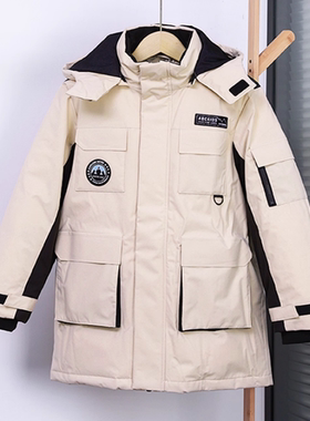 abckids男童加厚羽绒服冬季防风中长款鸭绒袄2025新款极寒外出服