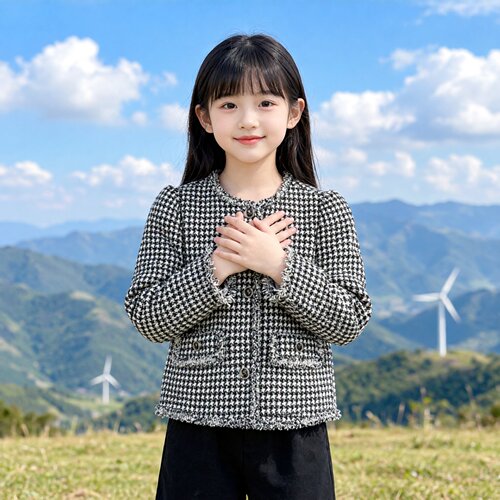 Abckids女童小香风千鸟格外套