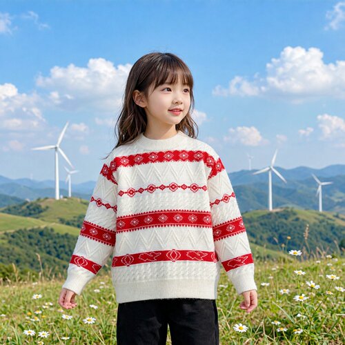 Abckids女童秋冬条纹软糯毛衣