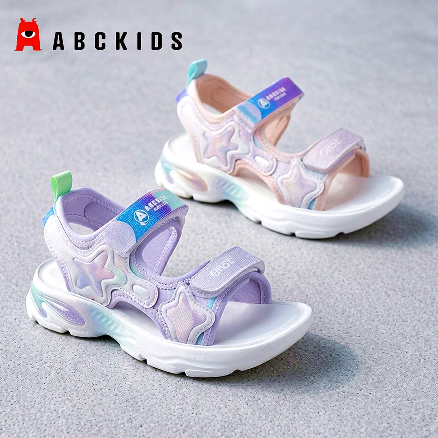 商场同款Abckids儿童凉鞋2026新款夏季女童运动防滑魔术贴沙滩鞋