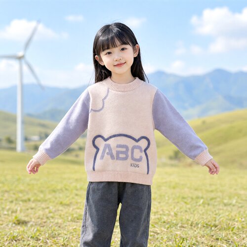 Abckids女童小熊提花针织衫