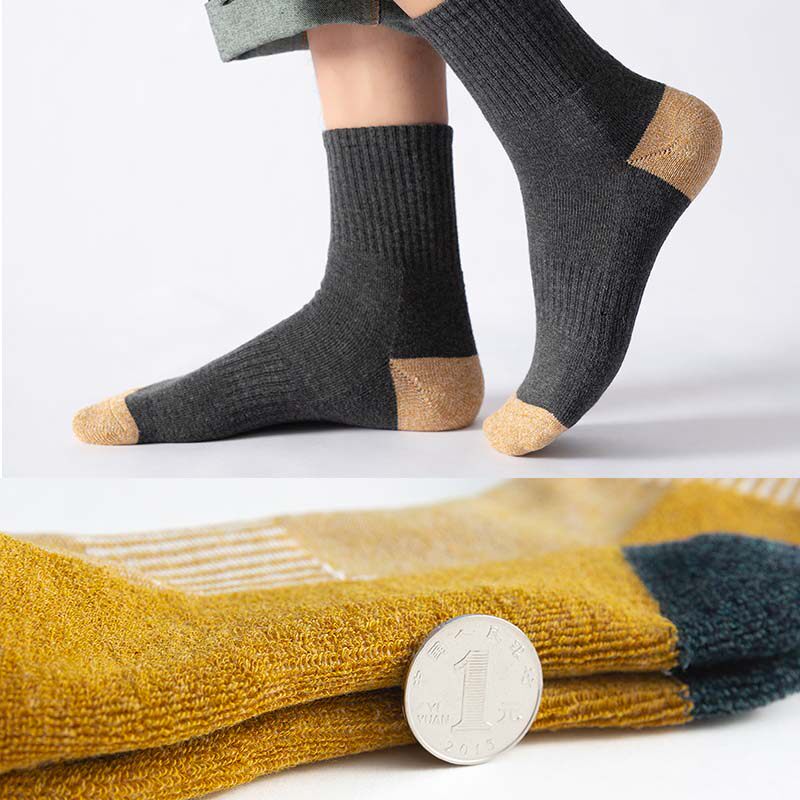 麻工匠毛圈袜子男中筒袜加厚保暖毛巾袜秋冬季防臭吸汗长袜ins潮