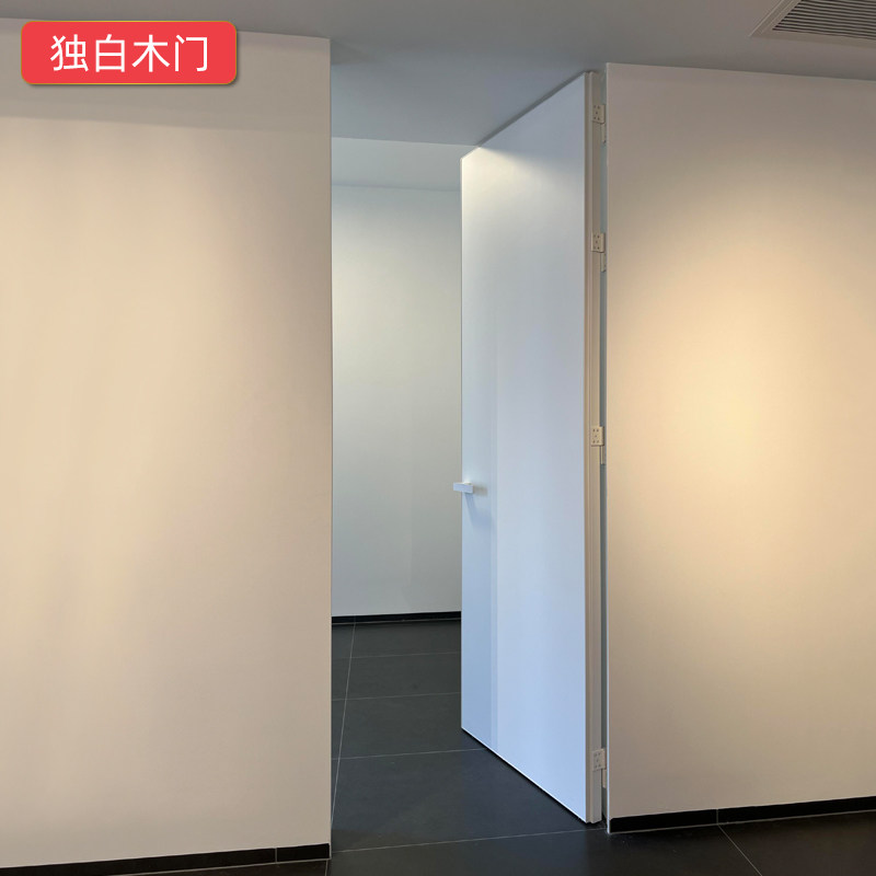 独白极简门铝木门室内门卧室门隐形门隐框门涂料门房门门墙柜同色