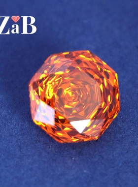 玫瑰切芬达高碳钻橙色裸钻高精切戒指项链镶嵌小众宝石设计