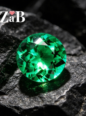 祖母绿戒指戒面圆形彩宝女饰品配石吊坠主石哥伦比亚祖母绿色系