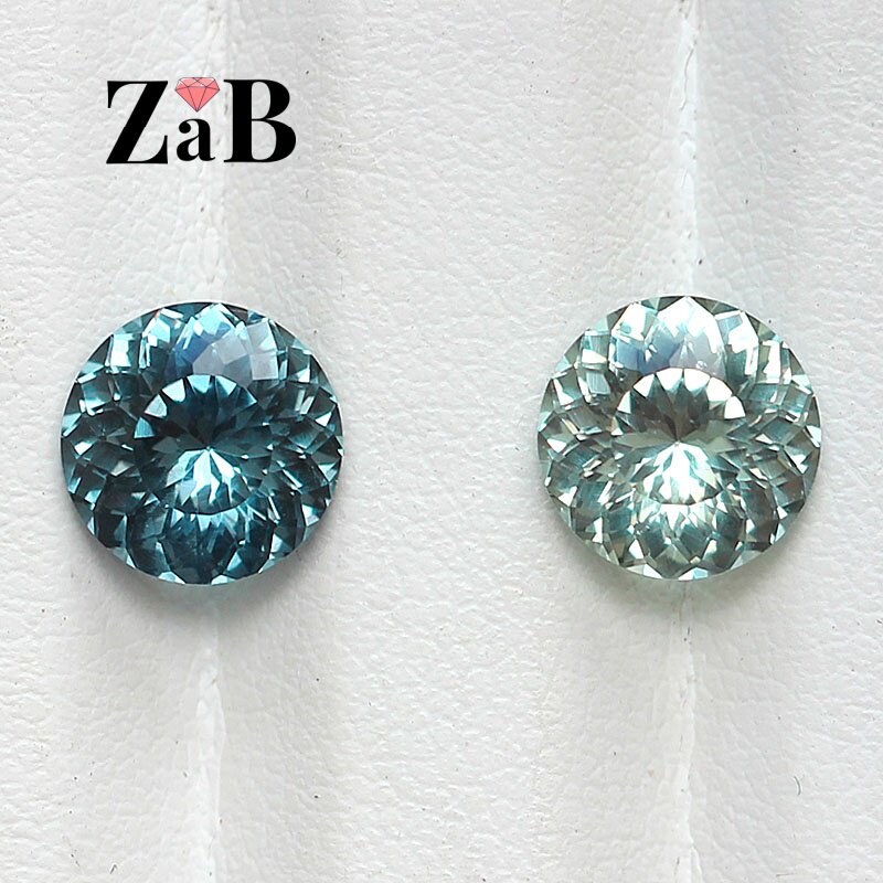 【硬度9】帕拉伊巴碧玺蓝绿色圆形高精切珠宝裸石培育蓝宝石小众