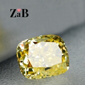 淡黄瑞士钻裸石 枕形肥长方钻石切割闪亮璀璨黄钻戒指戒面主石 包邮