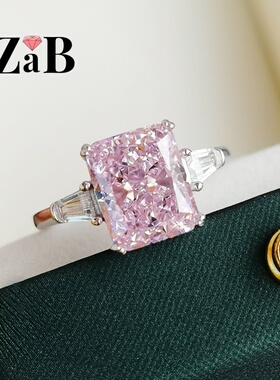 粉钻戒指女925纯银镀18K金精工镶嵌高级感戒指托雷迪恩戒指新潮