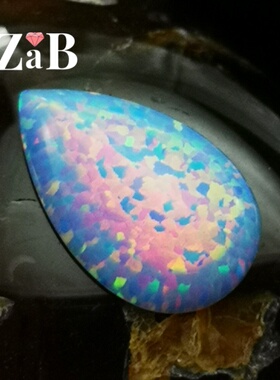 OP26 玄幻紫欧泊石戒指戒面裸石梨形素面9X13mm可代加工戒指吊坠