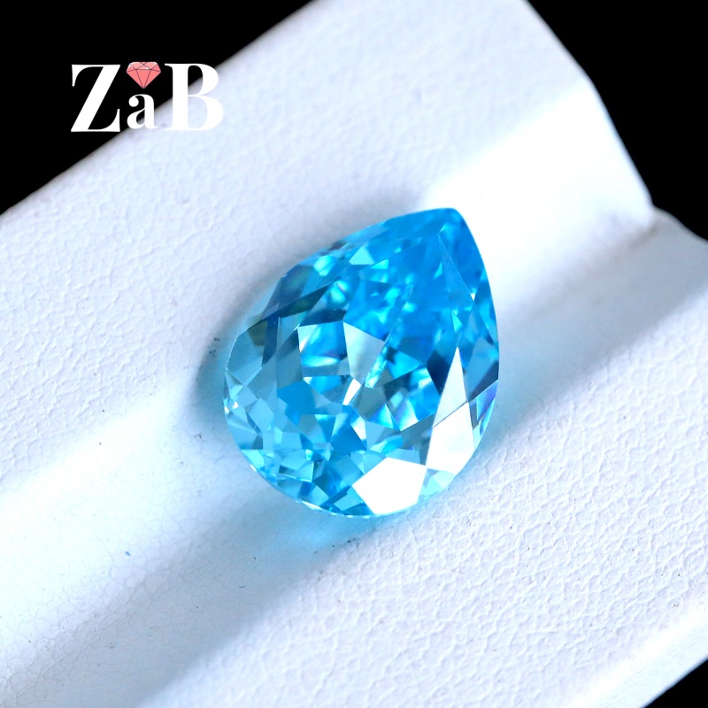 热卖海蓝宝裸石梨形水滴状粉融日韩饰品配钻三月诞生辰宝石