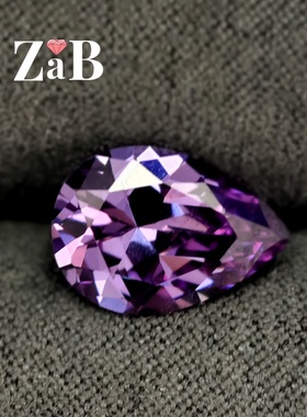 梨形紫色锆石立方氧化锆水滴形裸石裸钻尖底刻面CZ钻吊坠配饰主石