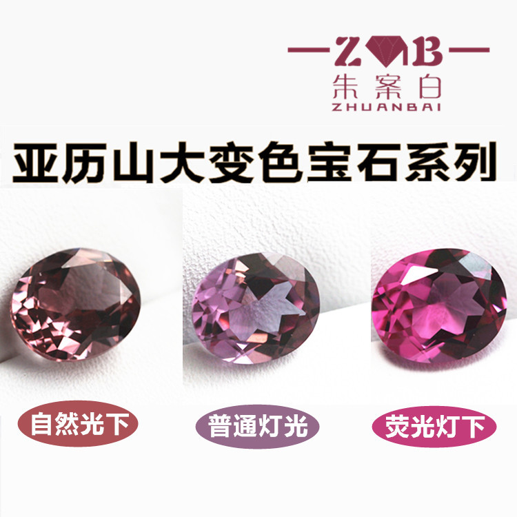 变三色宝石酒红色变浅紫变玫红亚历山大变石宝石椭圆蛋形戒面裸石_虎窝淘
