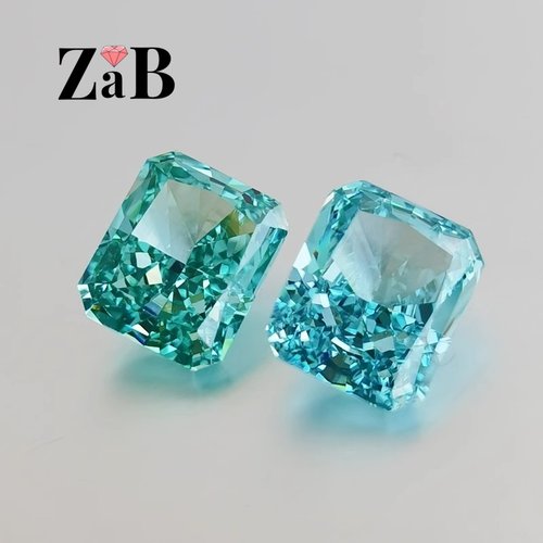 Paraiba碧玺帕拉伊巴绿蓝孔雀石蓝绿宝石裸石长方形雷迪恩冰花切