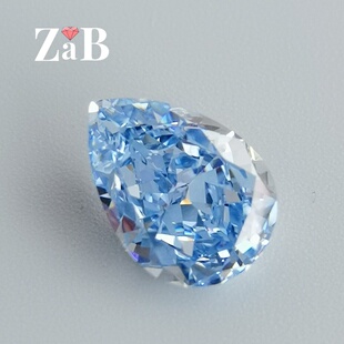 圣玛利亚蓝色高碳钻大师级切割雷迪恩冰花切水滴形闪耀璀璨彩宝石