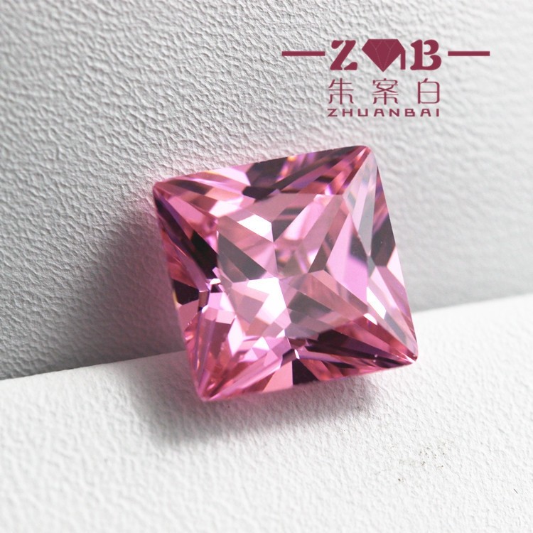 公主方粉红正方形瑞士钻珠宝裸石璀璨彩色宝石彩宝裸石甜美公主粉