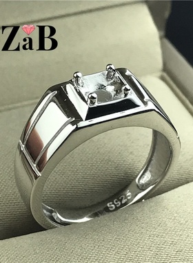 圆形925纯银镀18k白金戒托