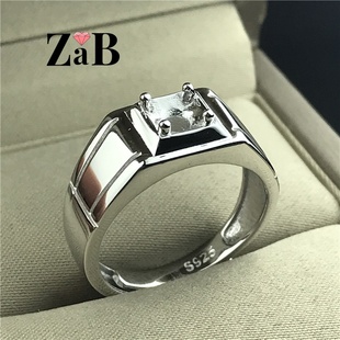 NJ02 圆形5.5mm高端戒托男纯银空托男925纯银镀18K白金活圈设计代