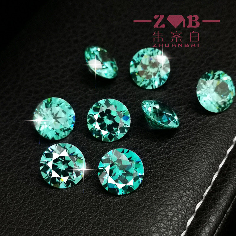 纯净paraiba 帕拉伊巴圆形克拉钻湖蓝碧玺裸石戒面吊坠宝石主石闪