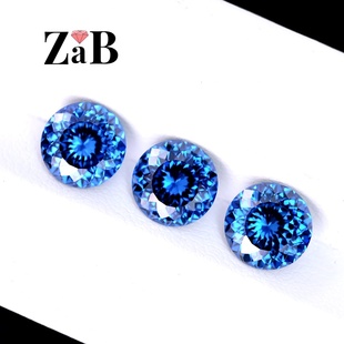矢车菊蓝宝石星空切圆形2克拉8.0mm切面百面切戒指戒面DIY镶嵌石