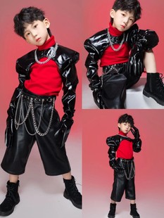 男童元宇宙科技感T台走秀演出服男孩拍照帅气个性朝服机车摇滚风