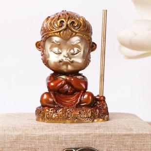 车载孙悟空大圣铜孙悟空烧色坐孙悟空三不猴摆件