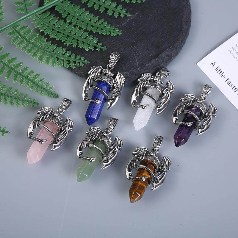 跨境热销天然紫水晶粉水晶白水晶飞龙吊坠翼龙六角柱项链饰品,饰品/流行首饰/时尚饰品新,项坠/吊坠,淘宝优惠券,粉丝福利购,淘宝优惠卷