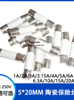 5x20mm陶瓷保险丝管250V熔断器保险管万用表F 1A2A3A6A10A15A30安