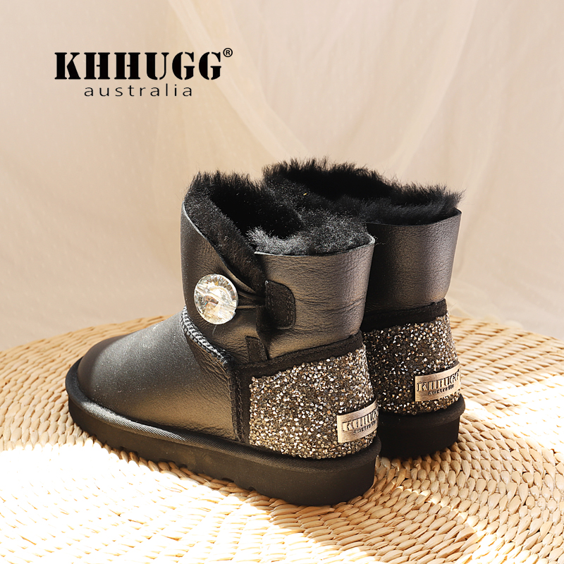 KHHUGG防水亮面羊皮毛一体雪地靴