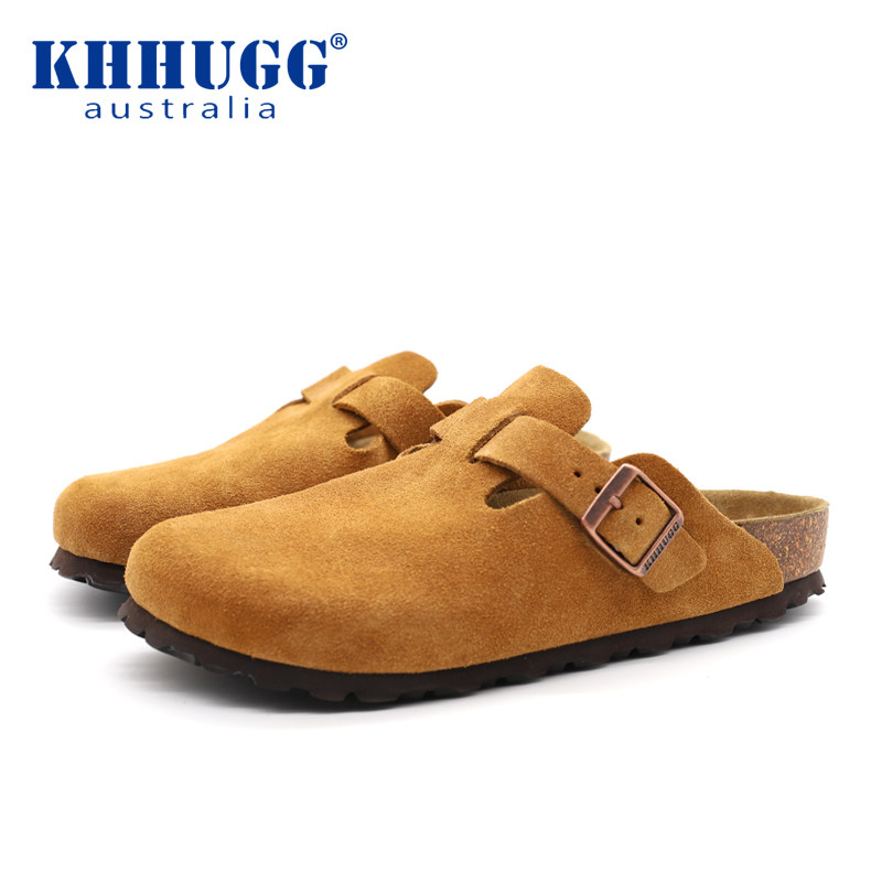 勃肯软木包头半拖鞋2026春夏真皮博肯男女情侣外穿厚底复古懒人拖