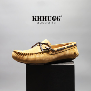 KHHUGG新款 男2025春夏真皮樂福潮流休閑一腳蹬社會精神小伙 豆豆鞋