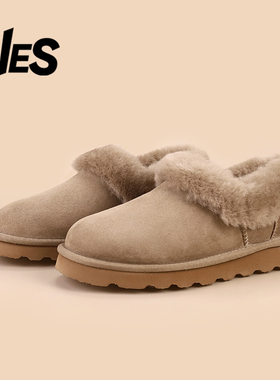 VES澳洲羊皮毛一体低帮雪地靴女冬2025毛圈口一脚蹬大喜庆乐福鞋