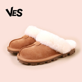 澳洲羊皮毛一体雪地靴包头半拖2025新款 毛毛家居外穿女男情侣拖鞋