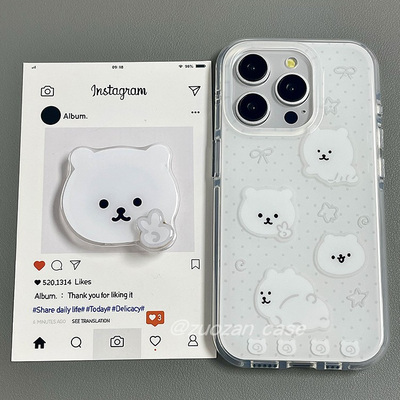 苹果16pro卡通自嘲熊手机壳