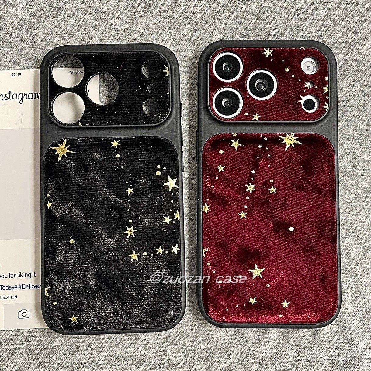 ins韩风简约绒布烫金星星适用苹果17promax手机壳iphone16pro冬新款15带挂绳14女17全包防摔保护套pm酒红黑色,3C数码配件,手机保护套/壳,淘宝优惠券,粉丝福利购,淘宝优惠卷