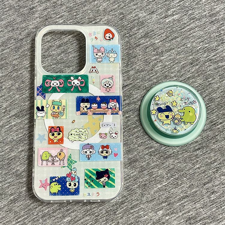 磁吸双层imd可爱卡通拓麻歌子适用苹果16promax手机壳iphone15pro新款14带流沙支架13女16pro全包防摔手机套