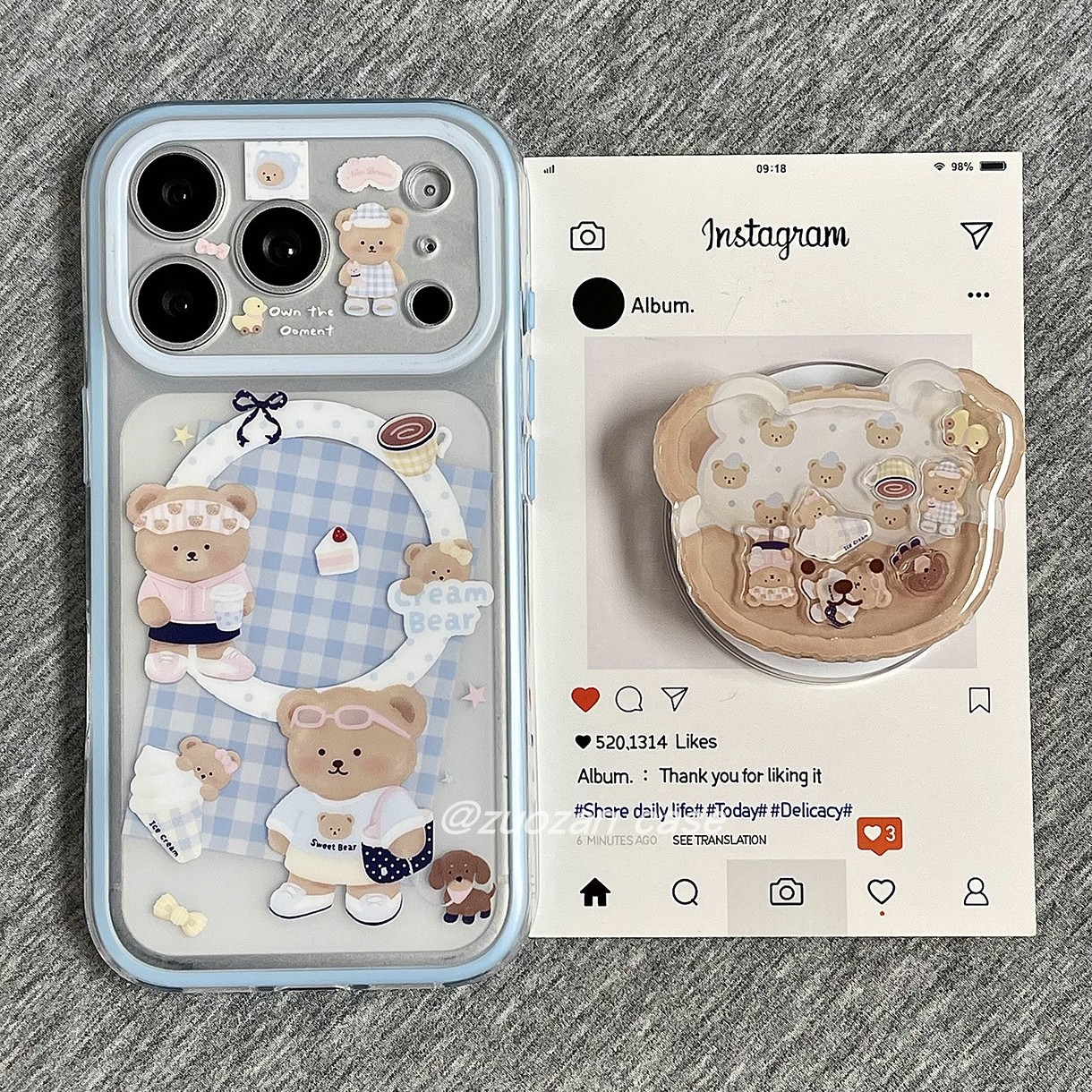 磁吸二合一韩风磨砂可爱小熊适用苹果17promax手机壳iPhone16pro新款ip15pro带摇摇支架pm女17全包防摔保护套