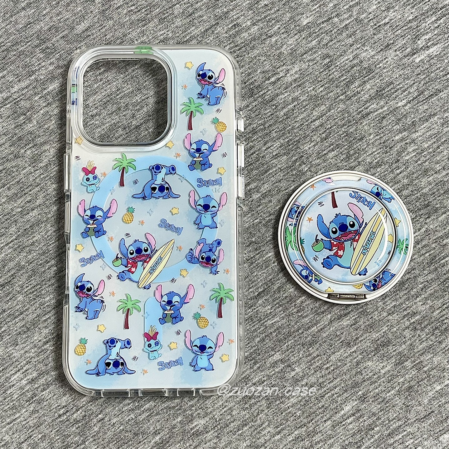 磁吸可爱卡通史迪仔适用苹果16promax手机壳iphone15pro新款14带360旋转支架13女16pro双层全包防摔手机套