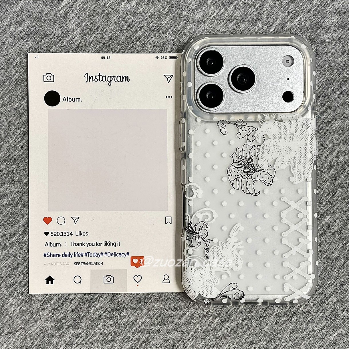 ins韩风简约白波点百合花适用苹果18promax手机壳iphone17pro新款16个性圆边磨砂15气囊防摔全包保护套18pm女
