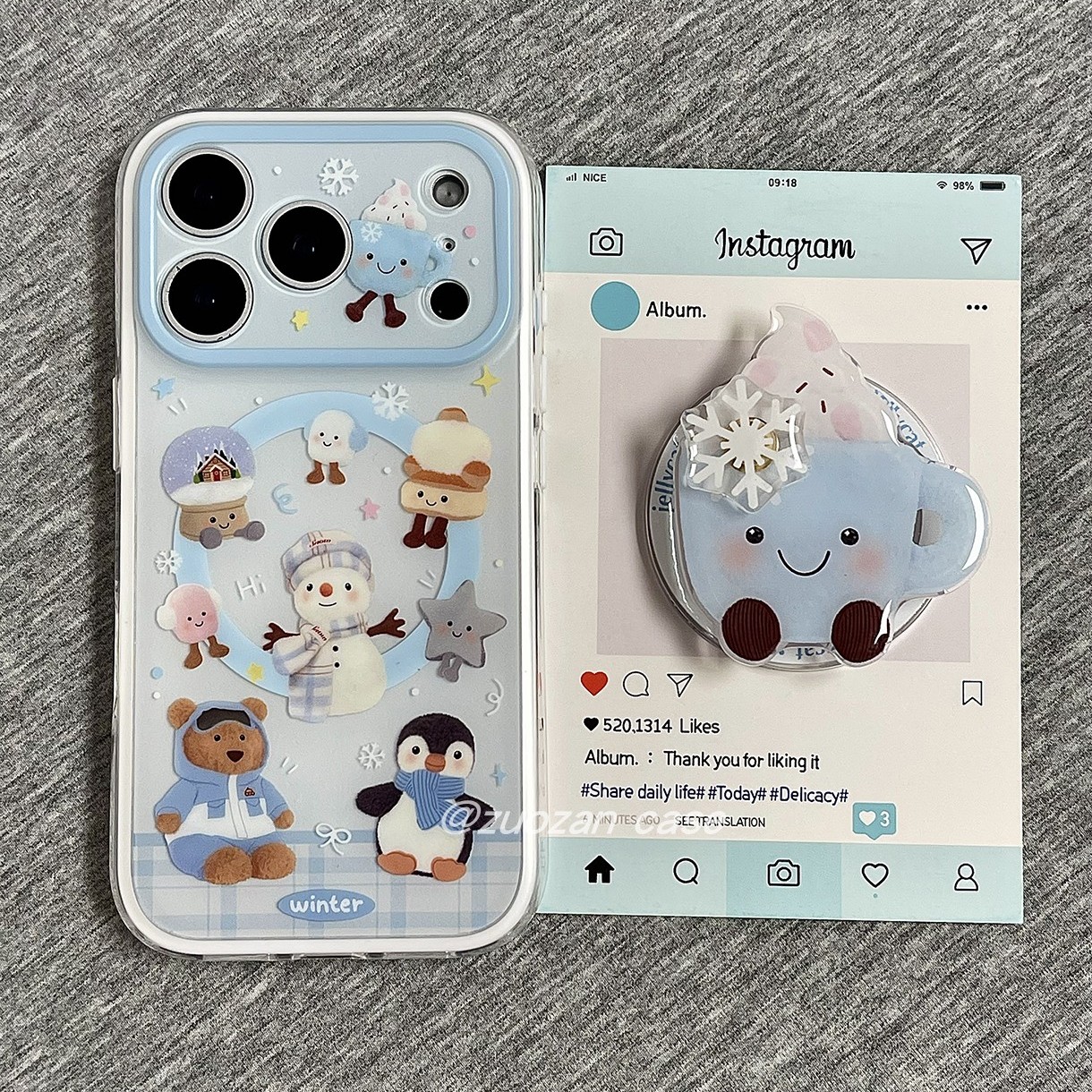 苹果17pro卡通小雪人磁吸手机壳